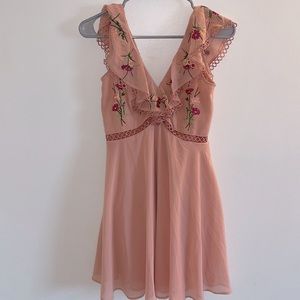 ASOS Ruffle Front Sleeveless Floral and Blush Dress
